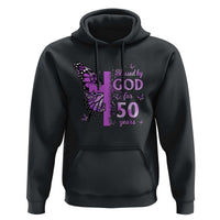 50th Birthday Gifts For Her Hoodie Blessed By God For 50 Years Christian Butterfly Cross