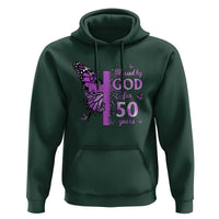 50th Birthday Gifts For Her Hoodie Blessed By God For 50 Years Christian Butterfly Cross