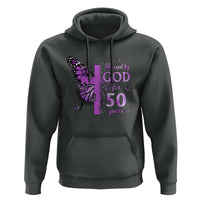 50th Birthday Gifts For Her Hoodie Blessed By God For 50 Years Christian Butterfly Cross