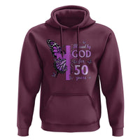 50th Birthday Gifts For Her Hoodie Blessed By God For 50 Years Christian Butterfly Cross