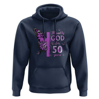50th Birthday Gifts For Her Hoodie Blessed By God For 50 Years Christian Butterfly Cross