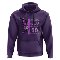 50th Birthday Gifts For Her Hoodie Blessed By God For 50 Years Christian Butterfly Cross