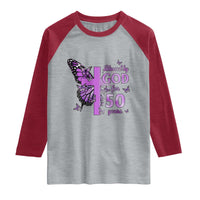 50th Birthday Gifts For Her Raglan Shirt Blessed By God For 50 Years Christian Butterfly Cross