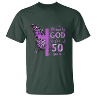 50th Birthday Gifts For Her T Shirt Blessed By God For 50 Years Christian Butterfly Cross
