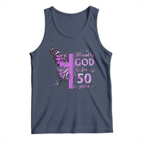 50th Birthday Gifts For Her Tank Top Blessed By God For 50 Years Christian Butterfly Cross