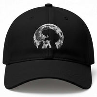 Fun Hand Boop Nose Bigfoot Cat Baseball Cap Sasquatch Full Moon