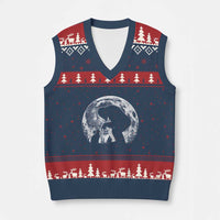 Fun Hand Boop Nose Bigfoot Cat V-Neck Knit Sweater Vest Sasquatch Full Moon