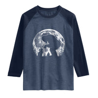 Fun Hand Boop Nose Bigfoot Cat Raglan Shirt Sasquatch Full Moon