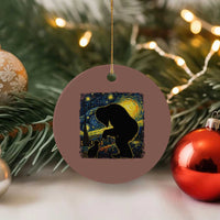 Fun Hand Boop Nose Bigfoot Cat Ceramic Ornament Sasquatch Starry Night Van Gogh