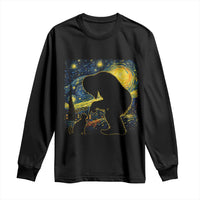 Fun Hand Boop Nose Bigfoot Cat Long Sleeve Shirt Sasquatch Starry Night Van Gogh