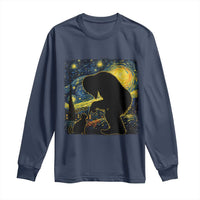 Fun Hand Boop Nose Bigfoot Cat Long Sleeve Shirt Sasquatch Starry Night Van Gogh