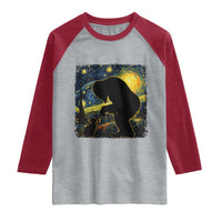 Fun Hand Boop Nose Bigfoot Cat Raglan Shirt Sasquatch Starry Night Van Gogh