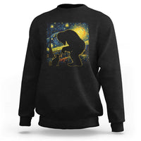 Fun Hand Boop Nose Bigfoot Cat Sweatshirt Sasquatch Starry Night Van Gogh