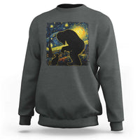 Fun Hand Boop Nose Bigfoot Cat Sweatshirt Sasquatch Starry Night Van Gogh