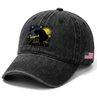 Fun Hand Boop Nose Bigfoot Cat Washed Cotton Baseball Cap Sasquatch Starry Night Van Gogh