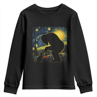 Fun Hand Boop Nose Bigfoot Cat Youth Sweatshirt Sasquatch Starry Night Van Gogh