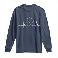 Fun Hand Boop Nose Bigfoot Cat Long Sleeve Shirt Heartbeat Sasquatch Cat Lover Animal Silhouette