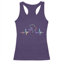 Fun Hand Boop Nose Bigfoot Cat Racerback Tank Top Heartbeat Sasquatch Cat Lover Animal Silhouette