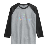 Fun Hand Boop Nose Bigfoot Cat Raglan Shirt Heartbeat Sasquatch Cat Lover Animal Silhouette