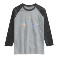 Fun Hand Boop Nose Bigfoot Cat Raglan Shirt Heartbeat Sasquatch Cat Lover Animal Silhouette