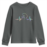 Fun Hand Boop Nose Bigfoot Cat Youth Sweatshirt Heartbeat Sasquatch Cat Lover Animal Silhouette