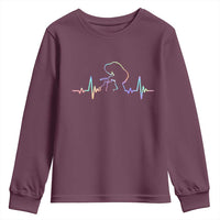 Fun Hand Boop Nose Bigfoot Cat Youth Sweatshirt Heartbeat Sasquatch Cat Lover Animal Silhouette