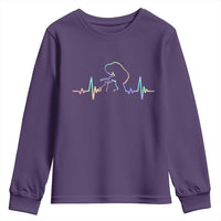 Fun Hand Boop Nose Bigfoot Cat Youth Sweatshirt Heartbeat Sasquatch Cat Lover Animal Silhouette