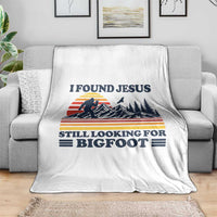 Retro I Found Jesus Still Looking Bigfoot Throw Blanket Funny Sasquatch Bigfoot Believer Christian Humor