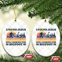 Retro I Found Jesus Still Looking Bigfoot Ceramic Ornament Funny Sasquatch Bigfoot Believer Christian Humor