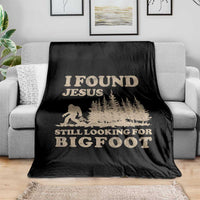 Retro I Found Jesus Still Looking Bigfoot Throw Blanket Vintage Sasquatch Believer Funny Christian Humor