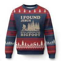 Retro I Found Jesus Still Looking Bigfoot Ugly Christmas Sweater Vintage Sasquatch Believer Funny Christian Humor