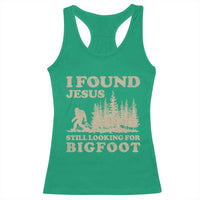 Retro I Found Jesus Still Looking Bigfoot Racerback Tank Top Vintage Sasquatch Believer Funny Christian Humor