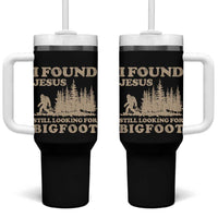 Retro I Found Jesus Still Looking Bigfoot Tumbler With Handle Vintage Sasquatch Believer Funny Christian Humor