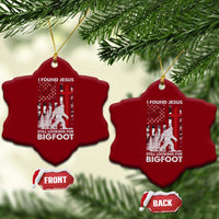 Retro I Found Jesus Still Looking For Bigfoot Ceramic Ornament Camouflage US American Flag Camo