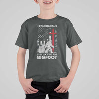 Retro I Found Jesus Still Looking For Bigfoot T Shirt For Kid Camouflage US American Flag Camo
