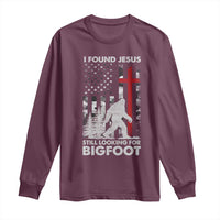 Retro I Found Jesus Still Looking For Bigfoot Long Sleeve Shirt Camouflage US American Flag Camo