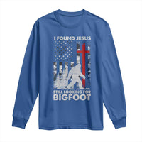 Retro I Found Jesus Still Looking For Bigfoot Long Sleeve Shirt Camouflage US American Flag Camo