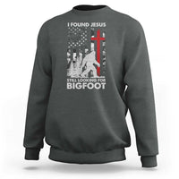 Retro I Found Jesus Still Looking For Bigfoot Sweatshirt Camouflage US American Flag Camo