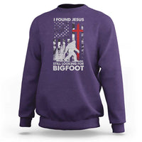 Retro I Found Jesus Still Looking For Bigfoot Sweatshirt Camouflage US American Flag Camo