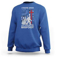 Retro I Found Jesus Still Looking For Bigfoot Sweatshirt Camouflage US American Flag Camo