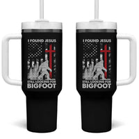 Retro I Found Jesus Still Looking For Bigfoot Tumbler With Handle Camouflage US American Flag Camo