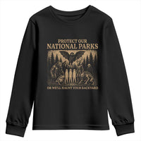 Funny Mothman Protect Our National Parks Youth Sweatshirt Ghost Wendigo Skull Cryptid Weirdcore Folk Horror