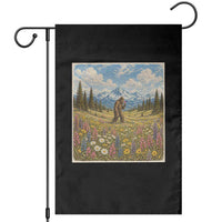 Retro Bigfoot Wildflower Garden Flag Vintage Sasquatch Funny Cryptid