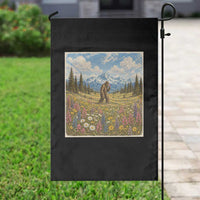 Retro Bigfoot Wildflower Garden Flag Vintage Sasquatch Funny Cryptid
