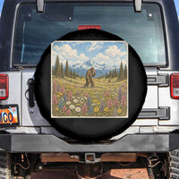 Retro Bigfoot Wildflower Spare Tire Cover Vintage Sasquatch Funny Cryptid