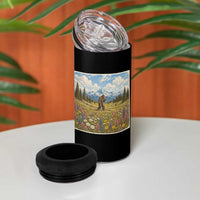 Retro Bigfoot Wildflower 4 in 1 Can Cooler Tumbler Vintage Sasquatch Funny Cryptid