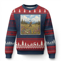 Retro Bigfoot Wildflower Ugly Christmas Sweater Vintage Sasquatch Funny Cryptid