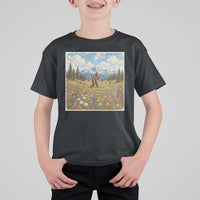 Retro Bigfoot Wildflower T Shirt For Kid Vintage Sasquatch Funny Cryptid