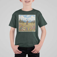 Retro Bigfoot Wildflower T Shirt For Kid Vintage Sasquatch Funny Cryptid