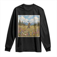 Retro Bigfoot Wildflower Long Sleeve Shirt Vintage Sasquatch Funny Cryptid